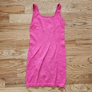 Unbranded Ribbed Mini Dress Bodycon Size M Bright Pink Stretchy Ribbed Athletic